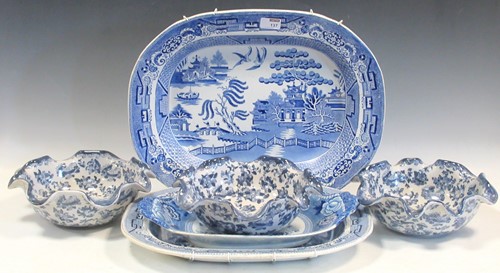Lot 137 - Two large Staffordshire 19th century willow...