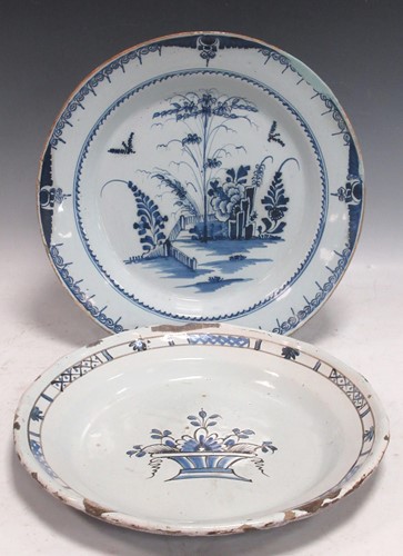 Lot 8 - AS blue and white Delft? plate, 35cm diameter;...