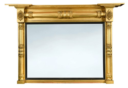 Lot 517 - A giltwood overmantel mirror, 19th century