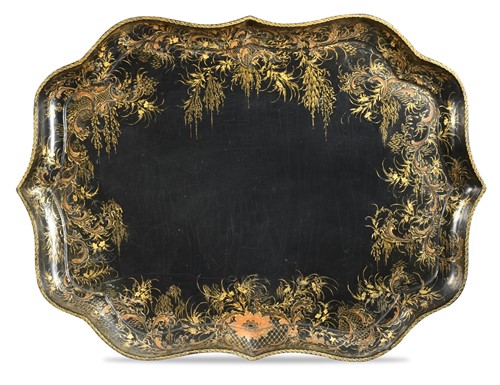 Lot 607 - A Victorian papier mâché tray, by Thomas Lane, Royal Papier Mâché Works, Birmingham