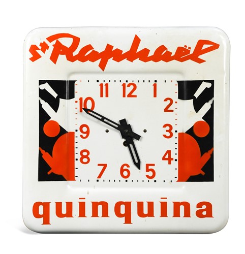 Lot 137 - A St Raphael Quinquina advertising enamel wall clock, circa 1950s