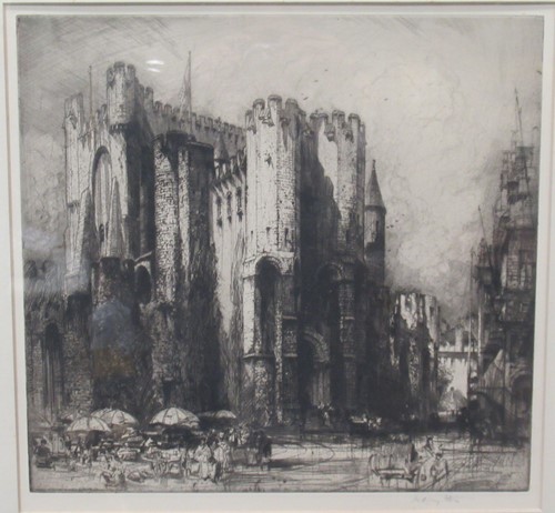 Lot 362 - A group of eight architectural drypoint etchings