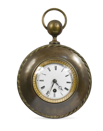 Lot 456 - A ropetwist border sedan timepiece 19.5cm...