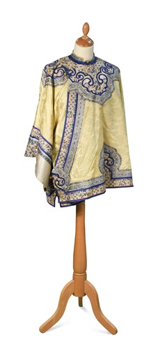 Lot 73 - A Chinese yellow silk embroidered jacket, late Qing Dynasty