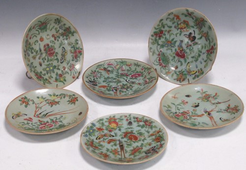 Lot 4 - A set of six 19th century Canton enamel...