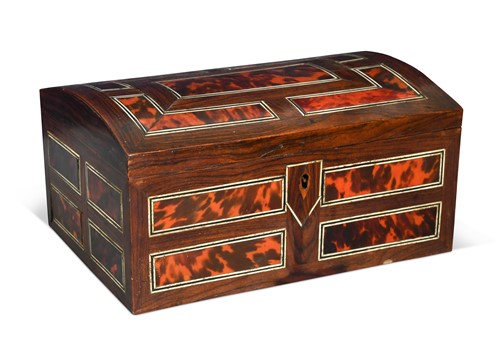 Lot 332 - A tortoiseshell and ivory strung rosewood box, 19th century