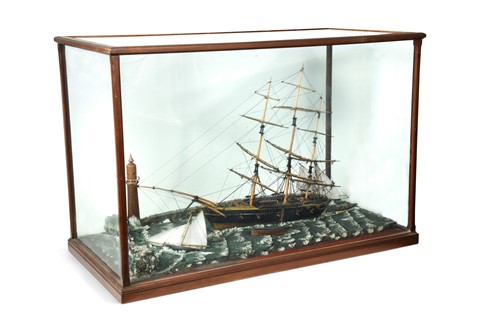 Lot 433 - A cased ship's diorama, early 20th century