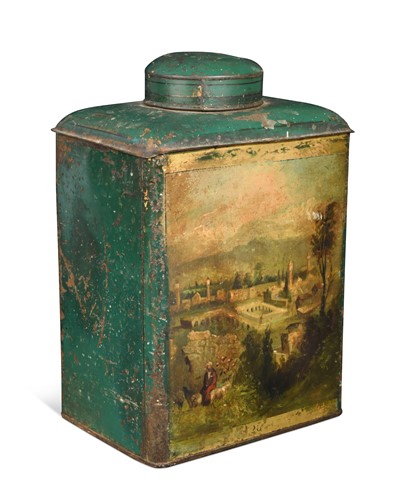 Lot 376 - A toleware tea canister, 19th century