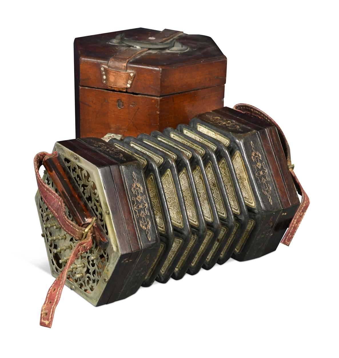 Lot 651 - A 40-button Anglo concertina, late 19th century
