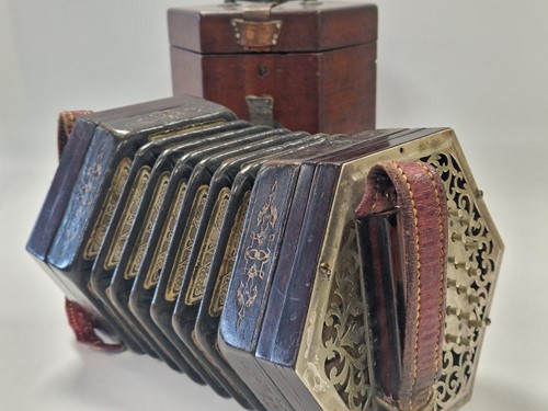 Lot 651 - A 40-button Anglo concertina, late 19th century