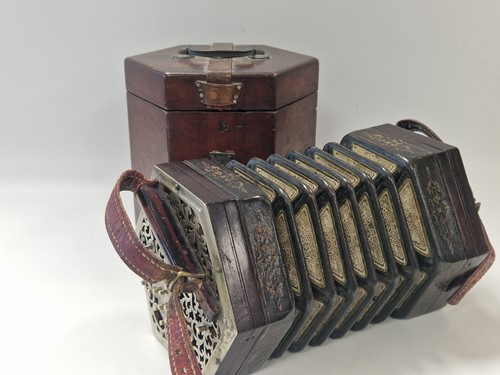 Lot 651 - A 40-button Anglo concertina, late 19th century