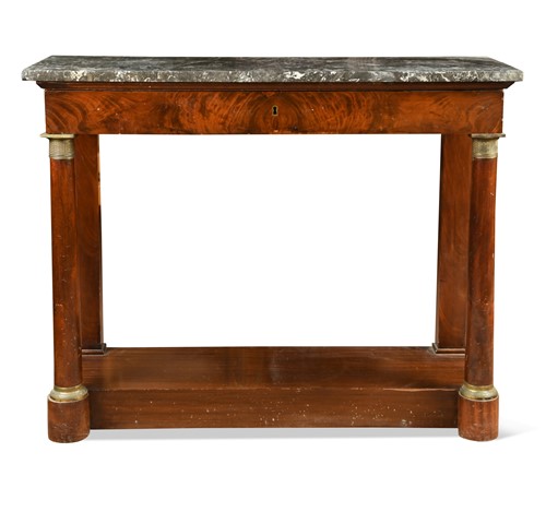 Lot 594 - An Empire style marble-topped mahogany console table, 19th century