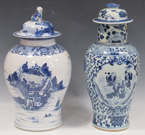 Lot 97 - A Chinese blue and white baluster vase and...