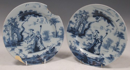 Lot 62 - Two blue and white Delft plates, one A/F, 22cm...