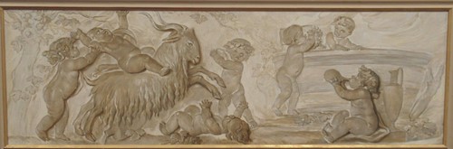Lot 311 - Two trompe l’œil paintings of frolicking...