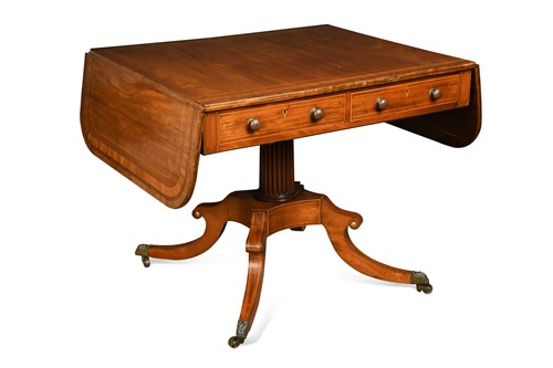 Lot 521 - William IV mahogany and satinwood crossbanded...