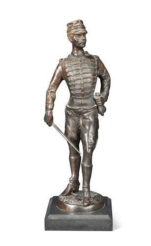 Lot 500 - After Charles Anfrie (1833-1905), a patinated model of a French or Prussian officer