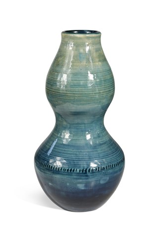 Lot 32 - William Moorcroft, a 'Natural Pottery' double-gourd vase, circa 1930