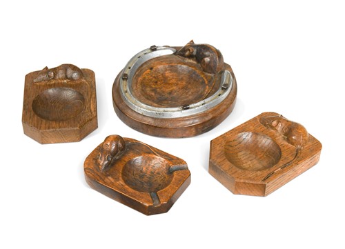 Lot 126 - Robert 'Mouseman' Thompson, a group of four oak ashtrays