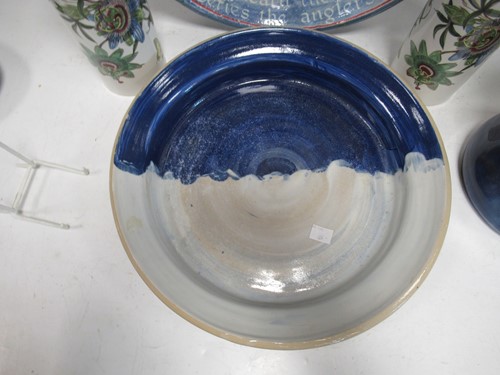 Lot 61 - A Royal Doulton blue glazed vase 35cm high, a...