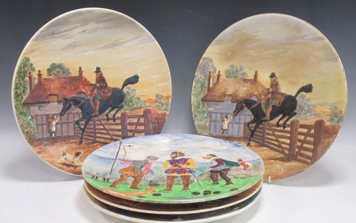 Lot 58 - Five Burleigh ware painted relief moulded...