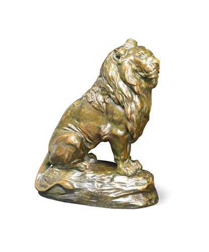 Lot 643 - Clovis-Edmond Masson (1838-1913), a burnished bronze model of a seated lion