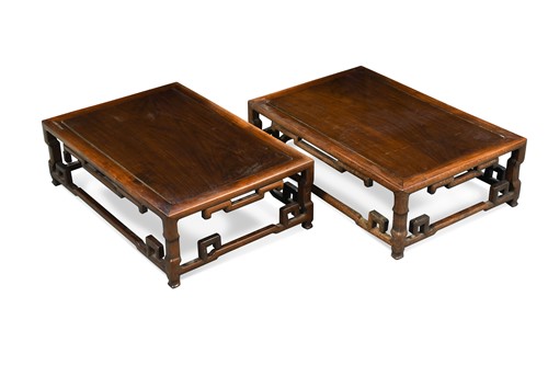 Lot 469 - A pair of Chinese Hongmu Kang tables, late Qing Dynasty, 19th century