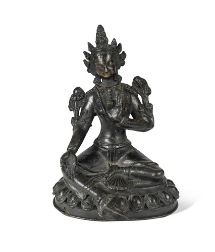 Lot 462 - A Tibetan bronze figure of Tara, 19th/20th century