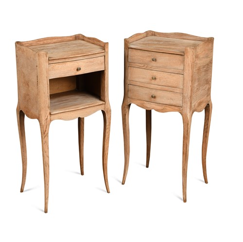 Lot 597 - A pair of French provincial bleached-oak bedside tables