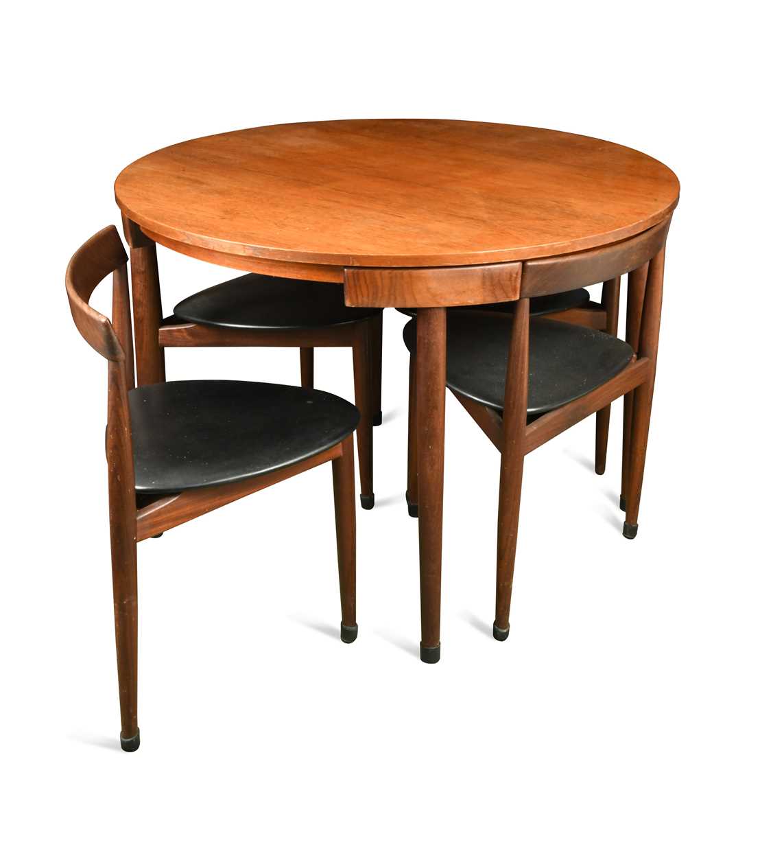 Lot 290 - Hans Olsen for Frem Rojle, a Danish teak dining table and four hideaway chairs, circa 1965