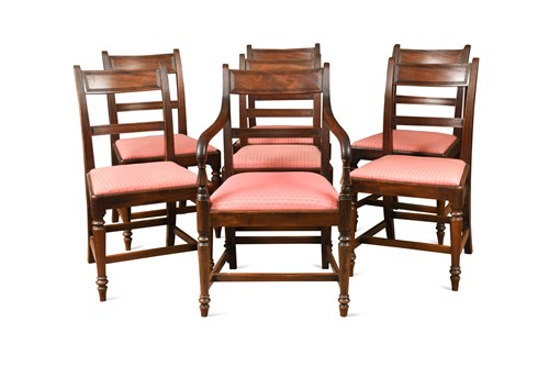 Lot 523 - A set of seven Regency mahogany dining chairs by Gillows