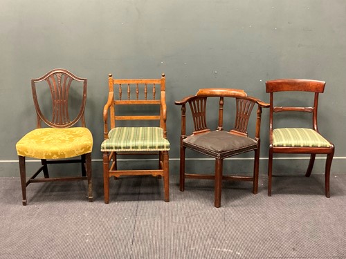 Lot 471 - An antique corner chair, George III dining...