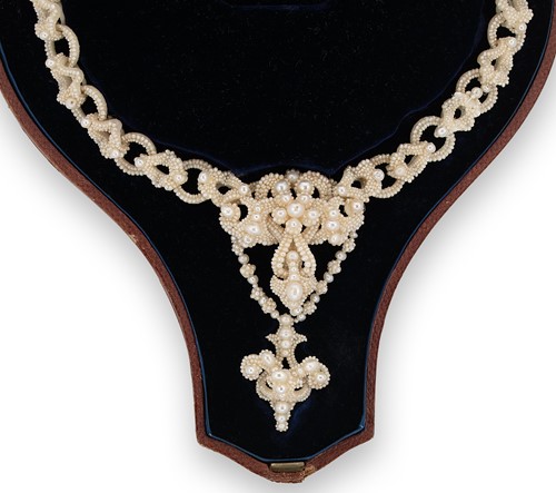 Lot 110 - A 19th century seed pearl and mother of pearl necklace