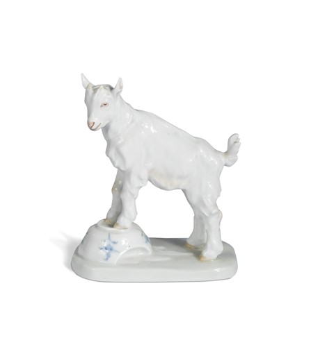 Lot 359 - A Meissen porcelain model of a goat, early 20th century