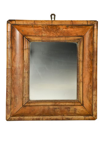 Lot 375 - A walnut cushion mirror, 18th century