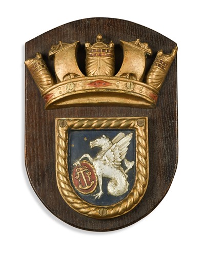 Lot 353 - A Royal Navy cast bronze ship screen badge, 20th century