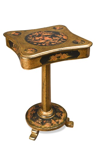 Lot 606 - A Chinoiserie lacquer work table, 19th century