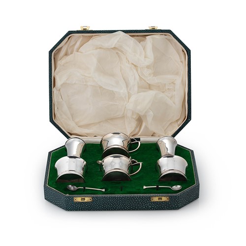 Lot 559 - A George VI silver 6-piece cruet set with 3 additions