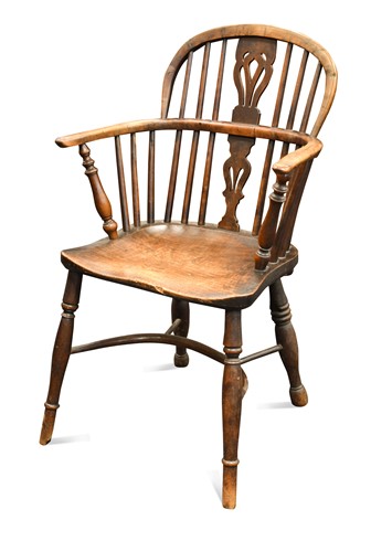 Lot 892 - A yew wood Windsor armchair, 19th century