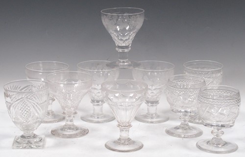 Lot 34 - A collection of ten glass rummers, 19th century and later