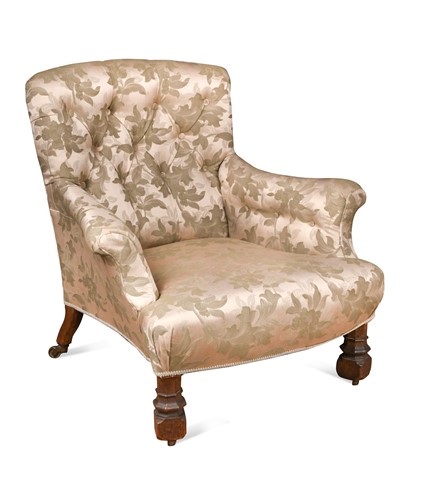 Lot 825 - A Victorian button back low armchair stamped 'GILLOW'