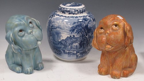 Lot 68 - A pair of Sylvac coloured dog models, 24cm...