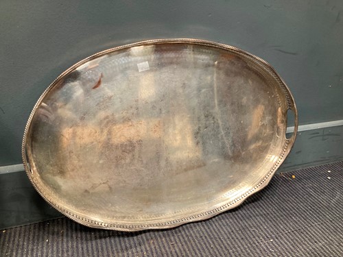 Lot 199 - Two large oval silver plated trays 57 x 46cm...