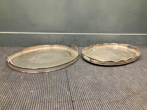 Lot 199 - Two large oval silver plated trays 57 x 46cm...
