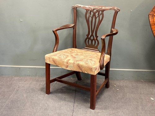 Lot 378 - A George III mahogany frame open armchair with...