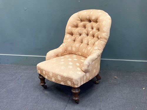 Lot 813 - Two Victorian button back nursing chairs and a...