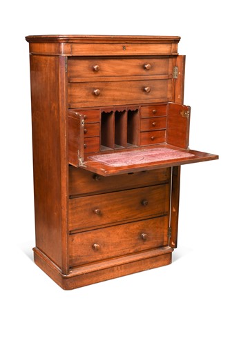 Lot 826 - A large Victorian mahogany secretaire Wellington chest