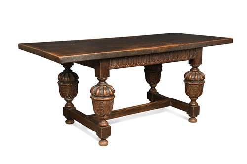 Lot 386 - An Elizabethan style oak refectory table, 19th century