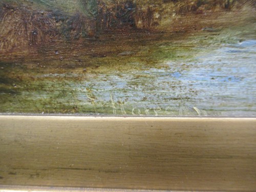 Lot 574 - Tom Yarwood, landscape at dusk, oil on board...