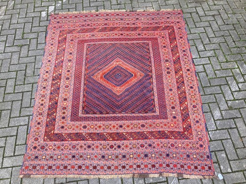 Lot 493 - A square patterned rug 224 x 178cm